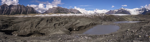 Kettle lakes form in front of the Kennicott Glacier (Wrangell-St. Elias National Park, AK)