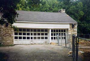 The stone building rebuilt as a garage. The stone building rebuilt as a garage.