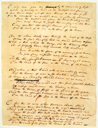 Hand-written draft of Key's Poem Hand-written draft of Key's Poem