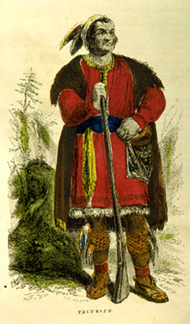 Drawing of Tecumseh holding rifle