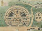 Birds-eye drawing of Dartmoor Prison, England
