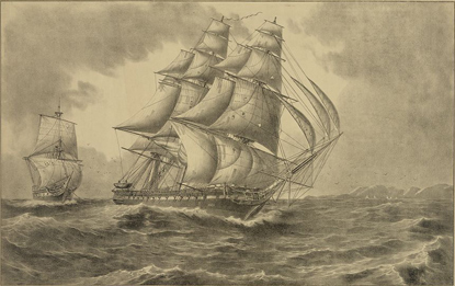 USS Constitution towing its capture: HMS Cyene, 1815 USS Constitution towing its capture: HMS Cyene, 1815