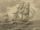 USS Constitution towing its capture: HMS Cyene, 1815