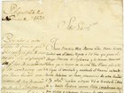 Handwritten Spanish document declaring fugitive slave Prince Witten free