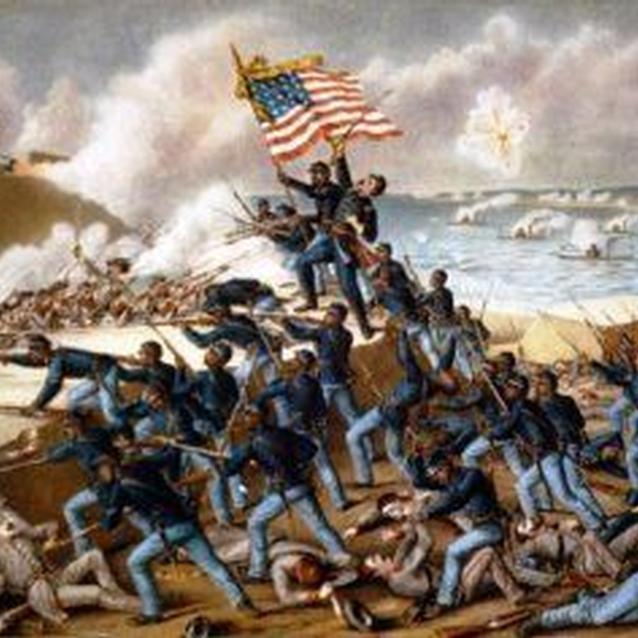 A lithograph of the 54th Massachusetts' assault on Fort Wagner A lithograph of the 54th Massachusetts' assault on Fort Wagner