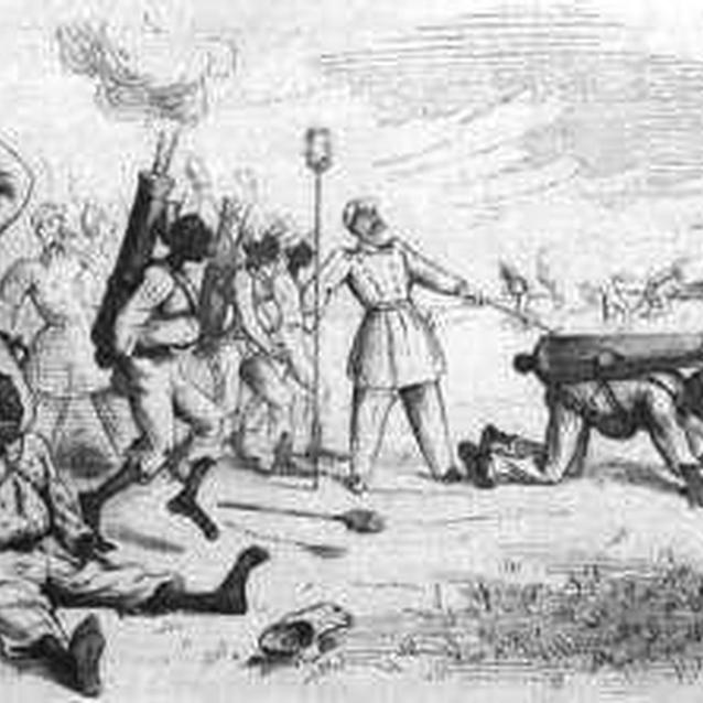 Racist cartoon depicting the belief that African Americans lacked the skills for combat. Racist cartoon depicting the belief that African Americans lacked the skills for combat.