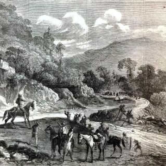 Engraving of Confederate forces destroying segment of C&O Canal Engraving of Confederate forces destroying segment of C&O Canal