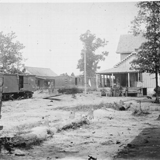 Photograph of the Union depot at Catlett Station in 1862