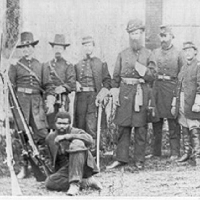 Photograph of General John W. Geary and his staff, who were taken at Harper's Ferry Photograph of General John W. Geary and his staff, who were taken at Harper's Ferry
