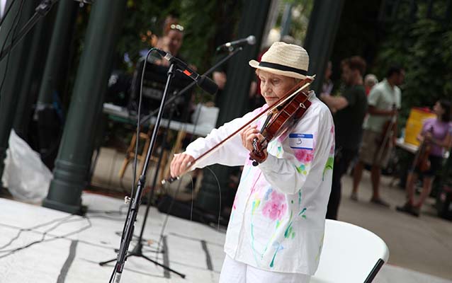 Performing at the Banjo and Fiddle Contest.