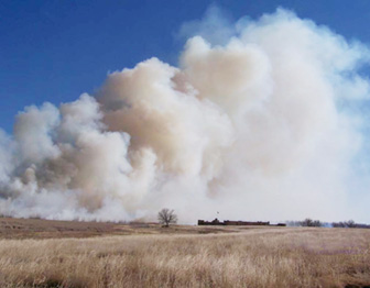 Prescribed grassland fire at Bent's Old Fort National Historic Site 