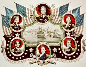 Portraits like this honoring naval heroes were common in the decades following the War of 1812