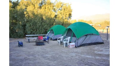 tents set up on gravel