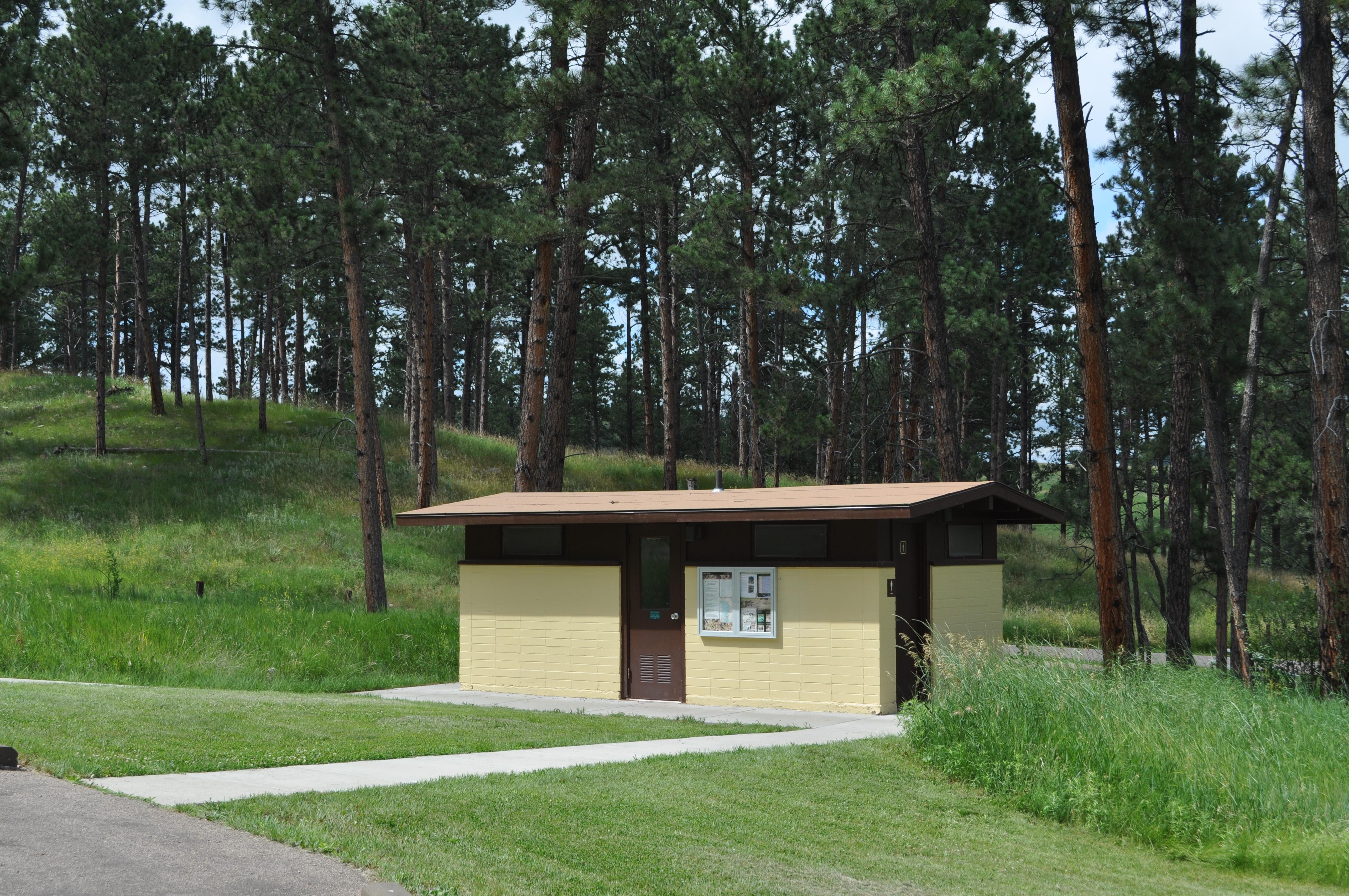 The restroom facilities with sidewalk