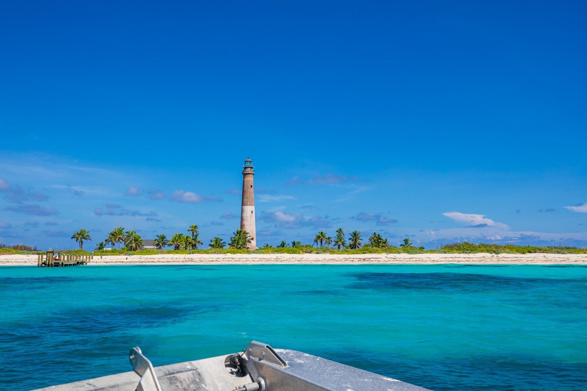 A photo in front of Loggerhead Key from a boat