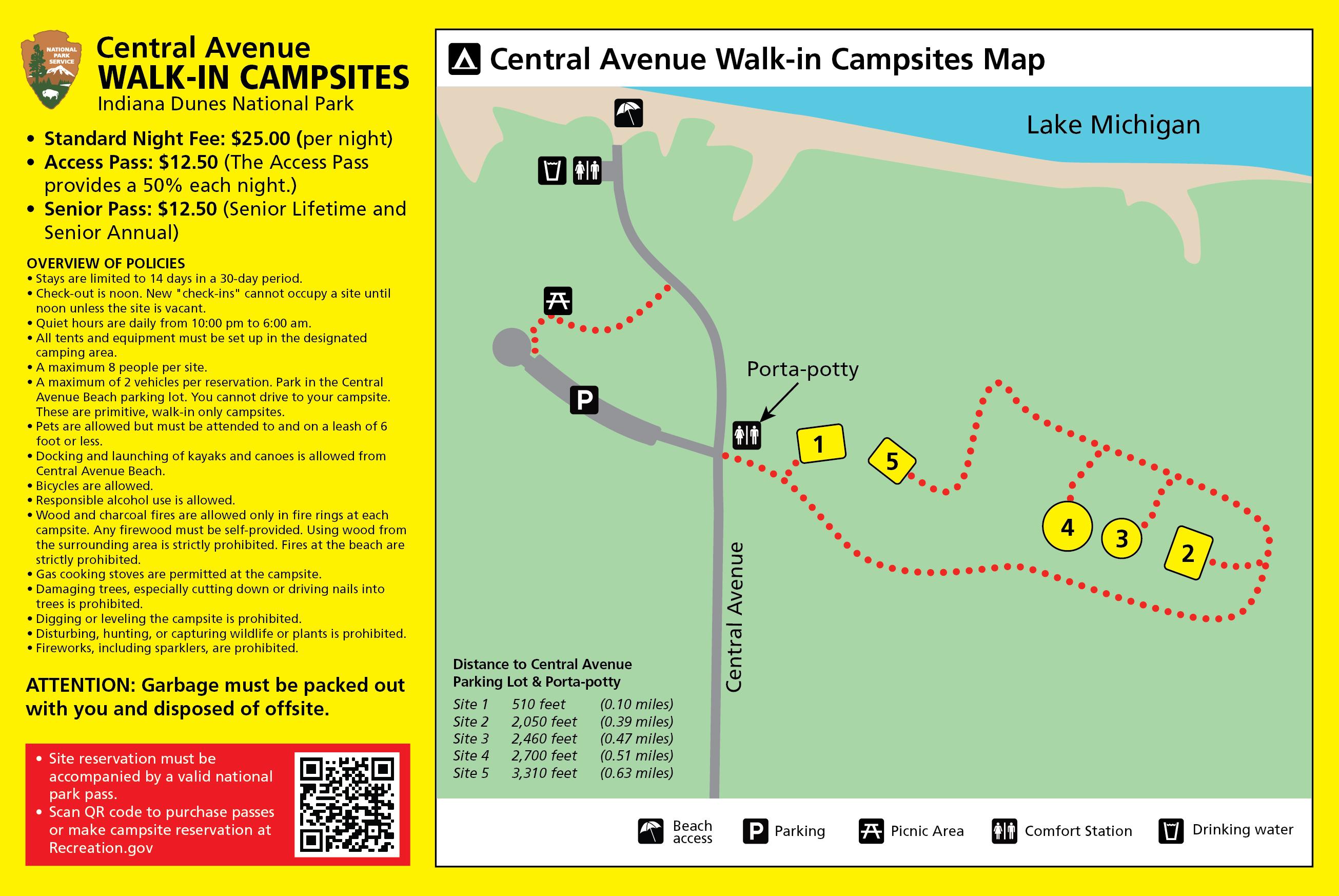 Central Avenue Walk-in Campsites Map