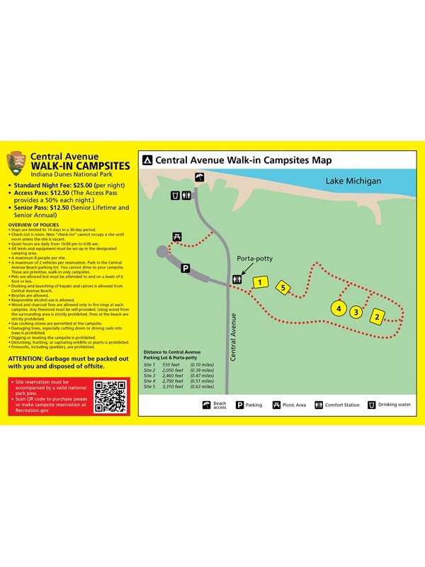 Central Avenue Walk-in Campsites Map