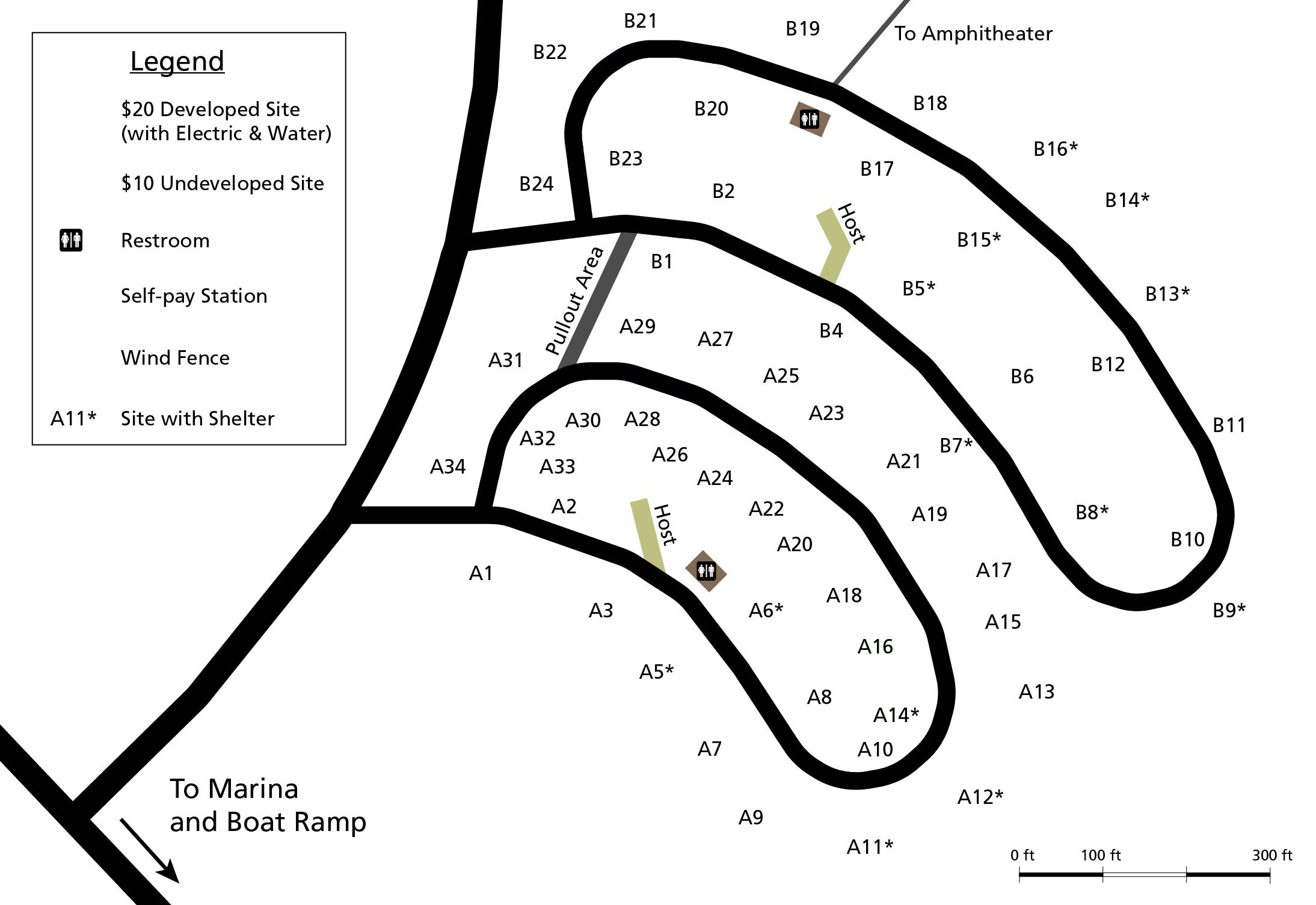 Simple map of a campground's site layout