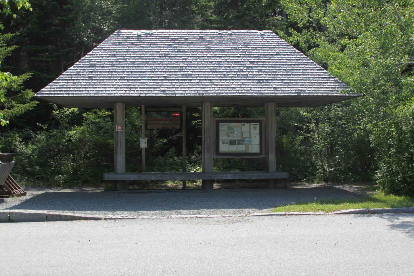 Wooden bus stop shelter