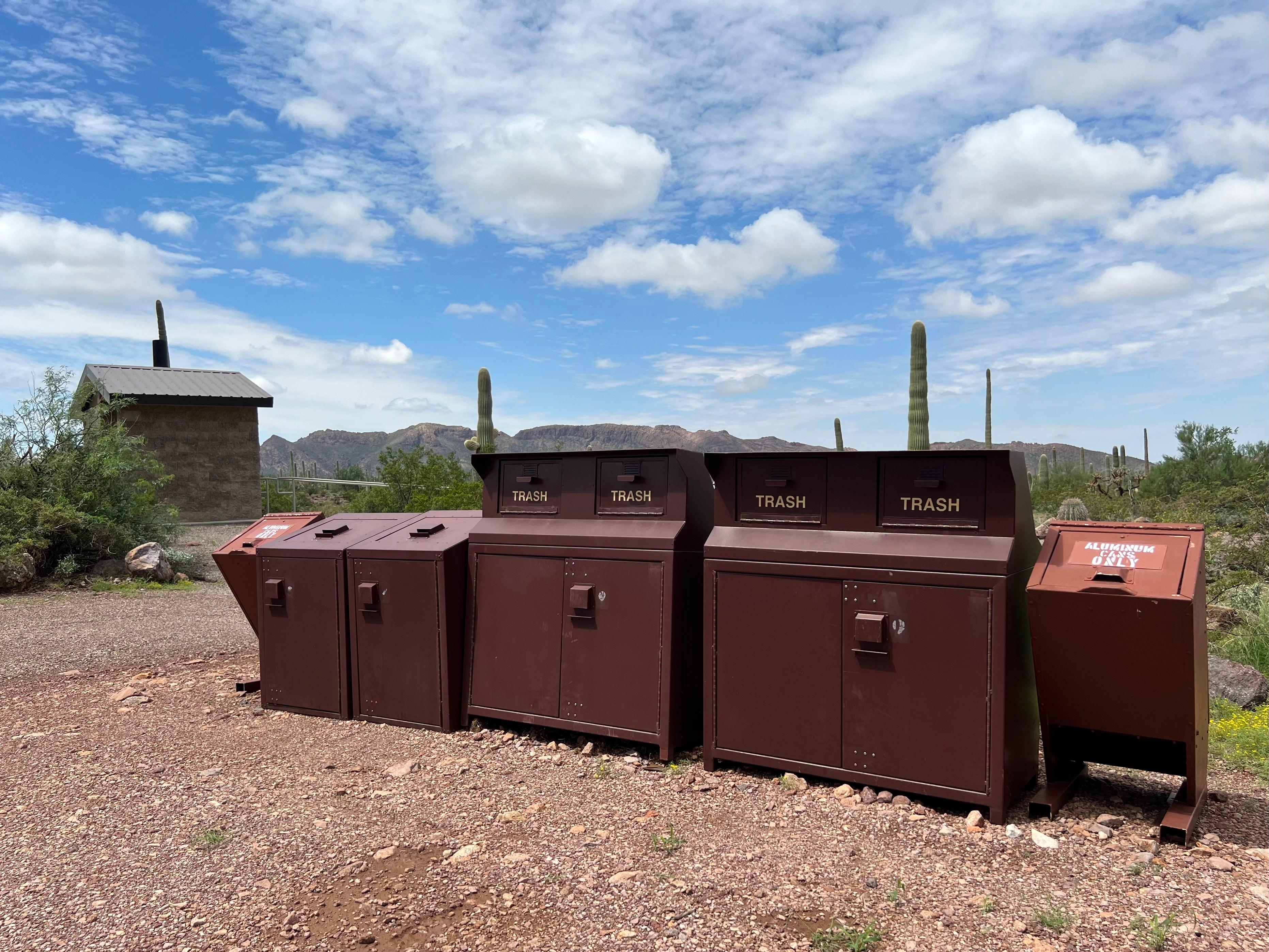 Garbage bins at Alamo Canyon Campground