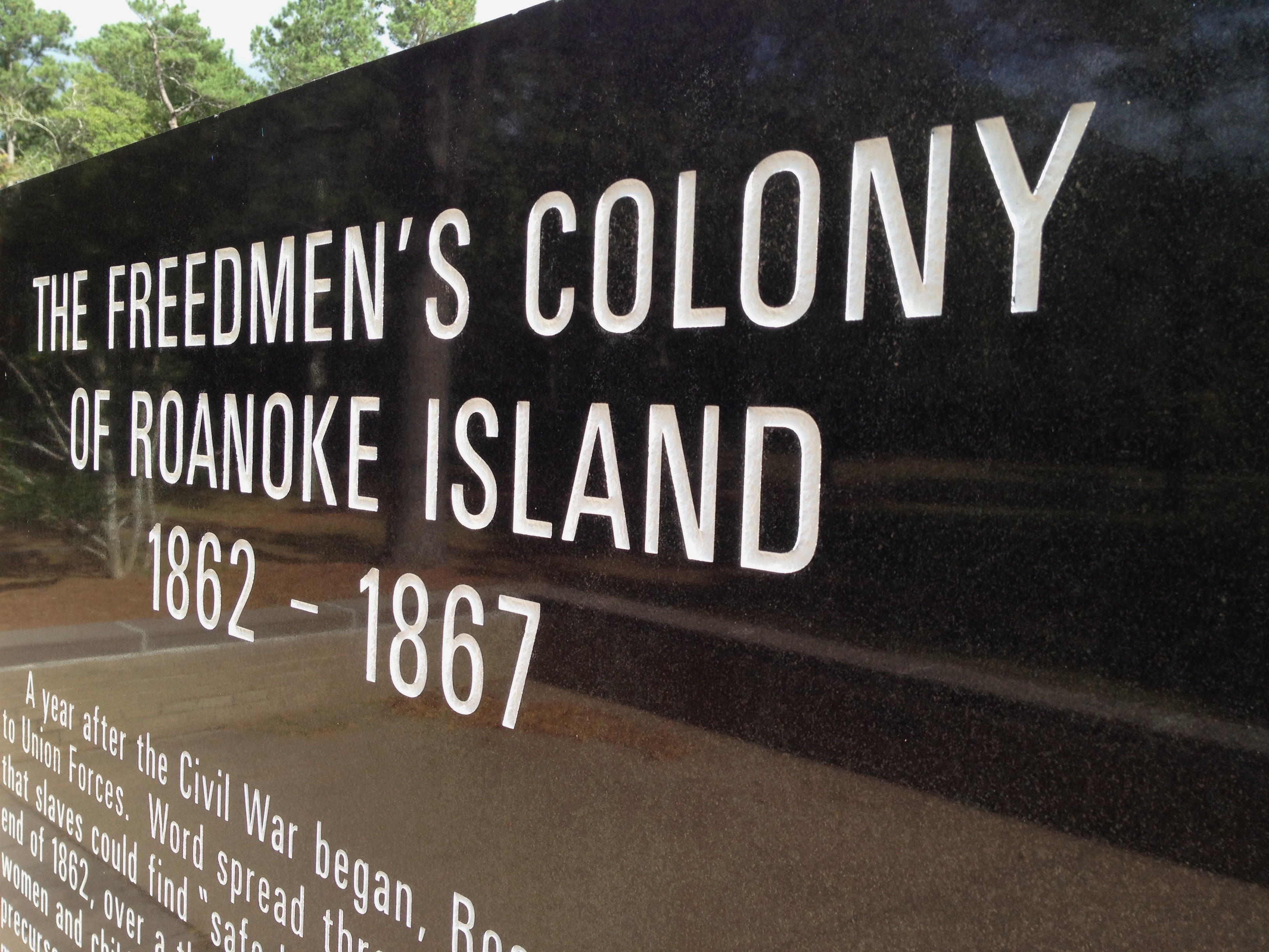 Back of the monument commemorating the Roanoke Island Freedmen's Colony