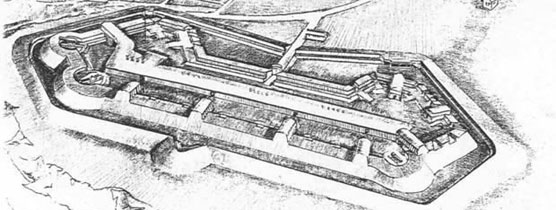 Drawing of Fort Foote Park, depicting the fort in 1865.