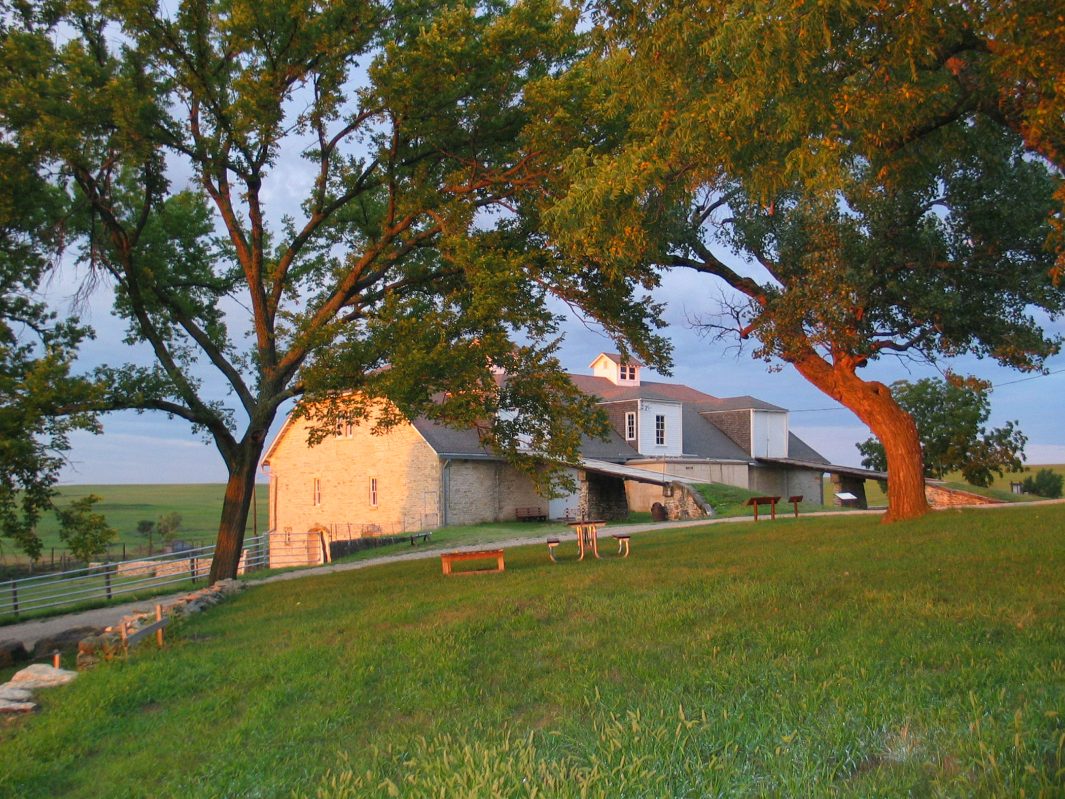 three level limestone barn