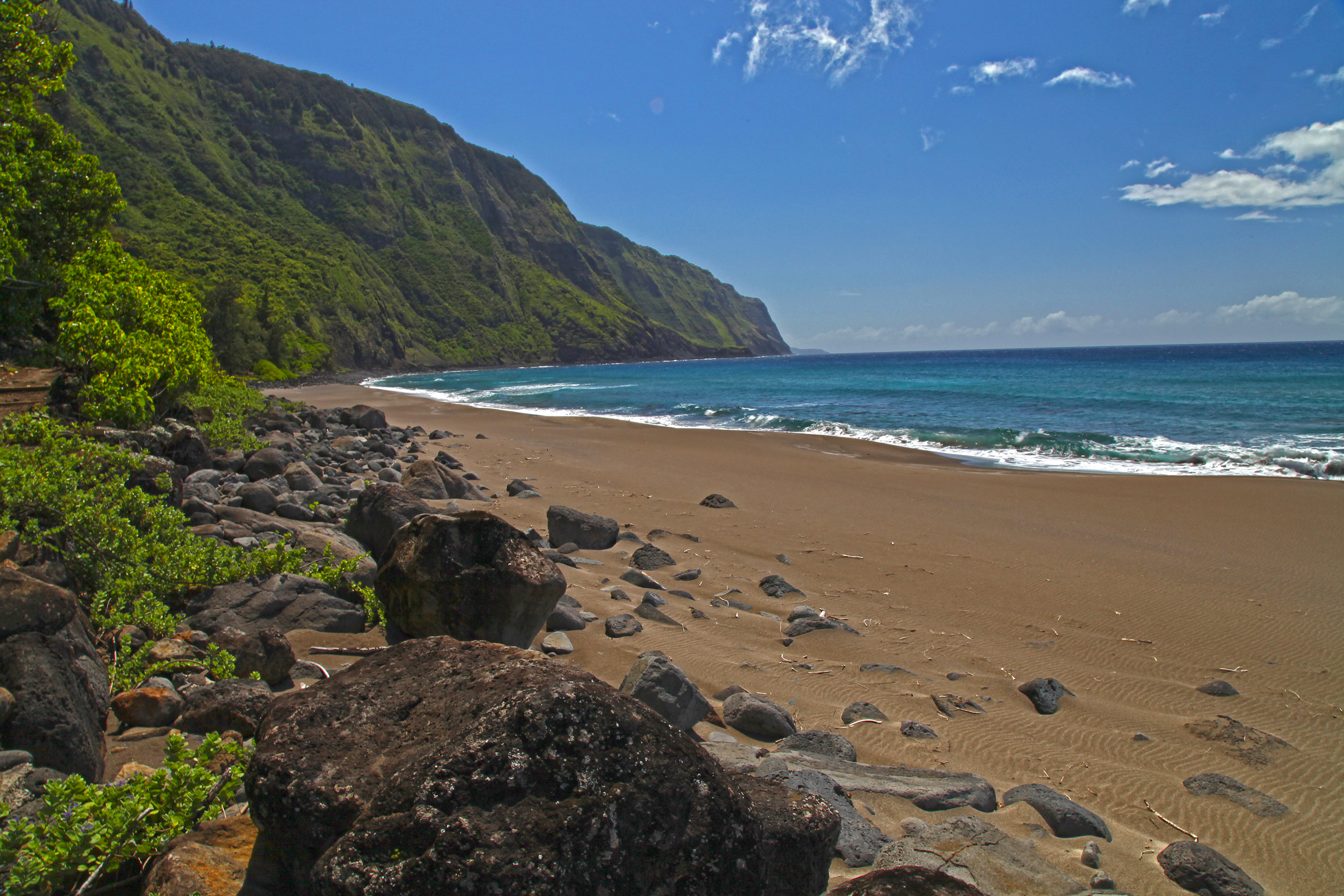 View of Black Sand Beach and Awahua Bay