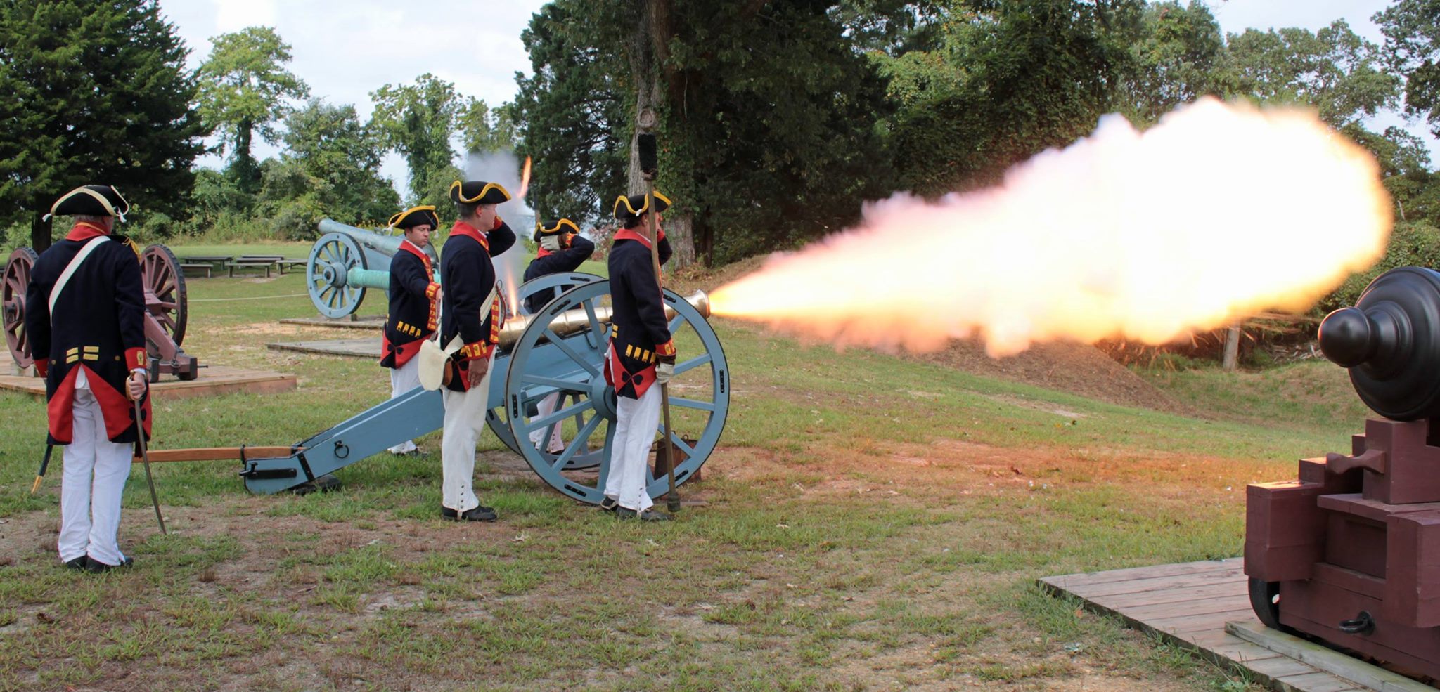 The Royal Artillery Living History Team Firing Yorktown Battlefield's 6 Pounder