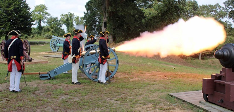 The Royal Artillery Living History Team Firing Yorktown Battlefield's 6 Pounder
