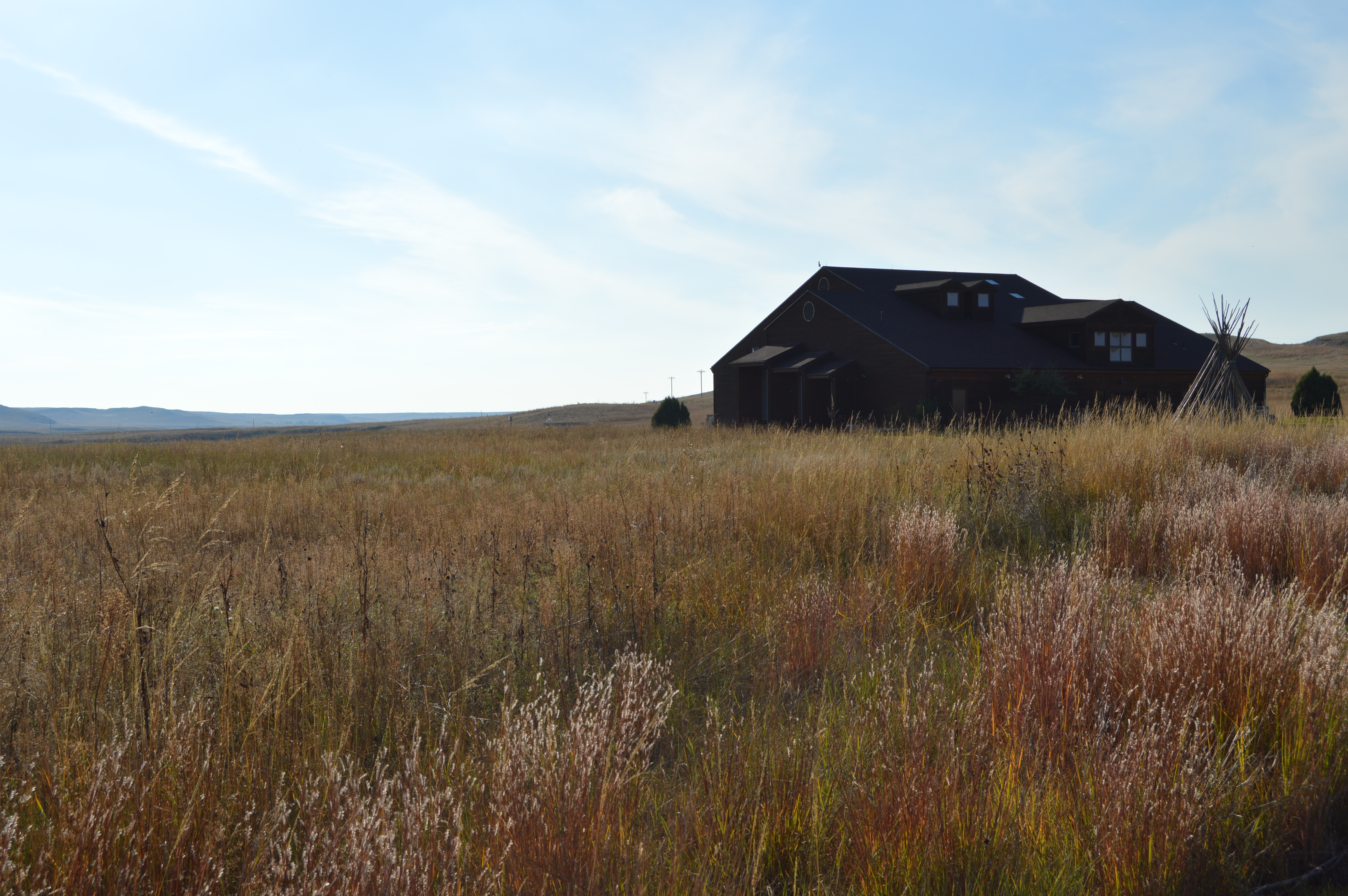 The visitor center sits in the middle of mixed grass prairie.