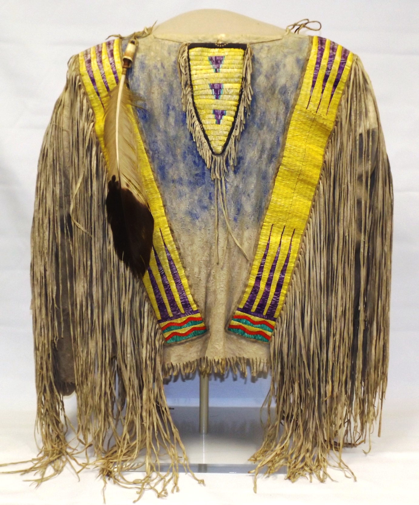 This buckskin shirt decorated with quills was worn by Red Cloud.