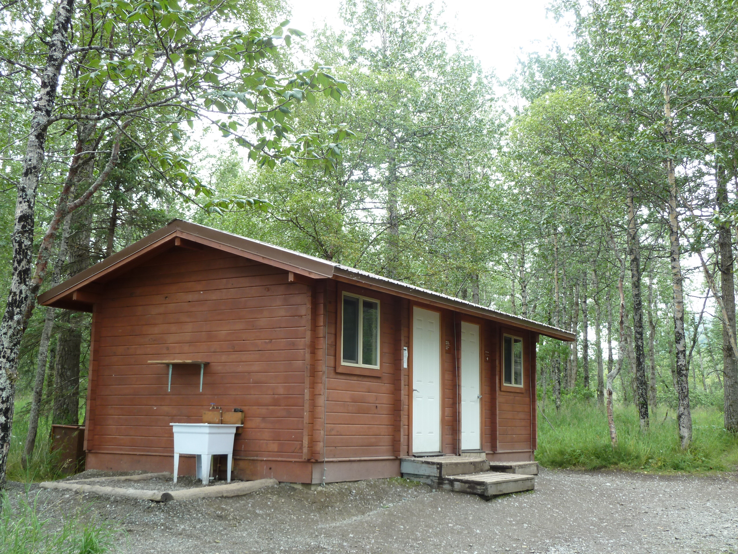 building with two doors in forest