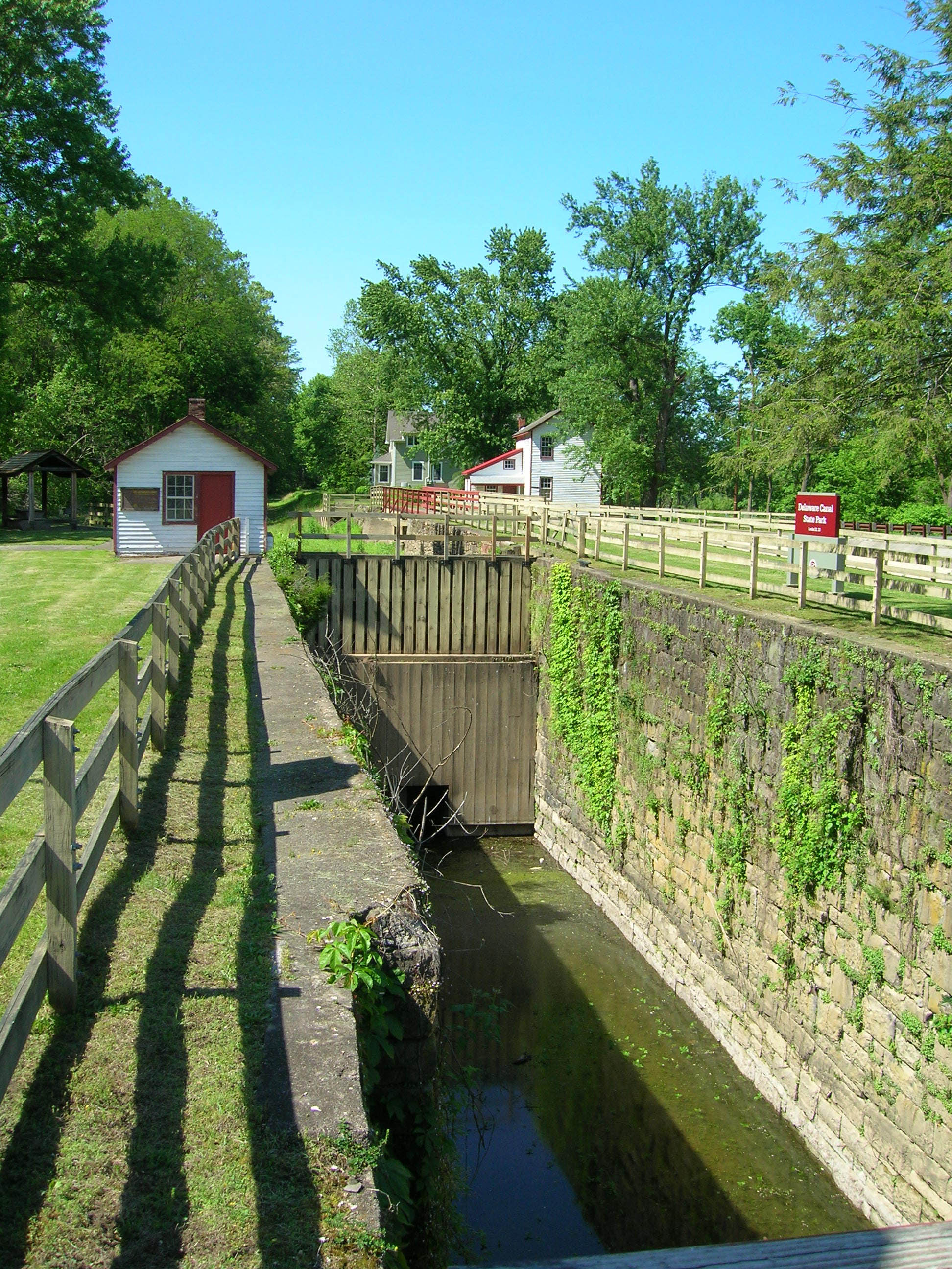 A rural boat lock with a gate