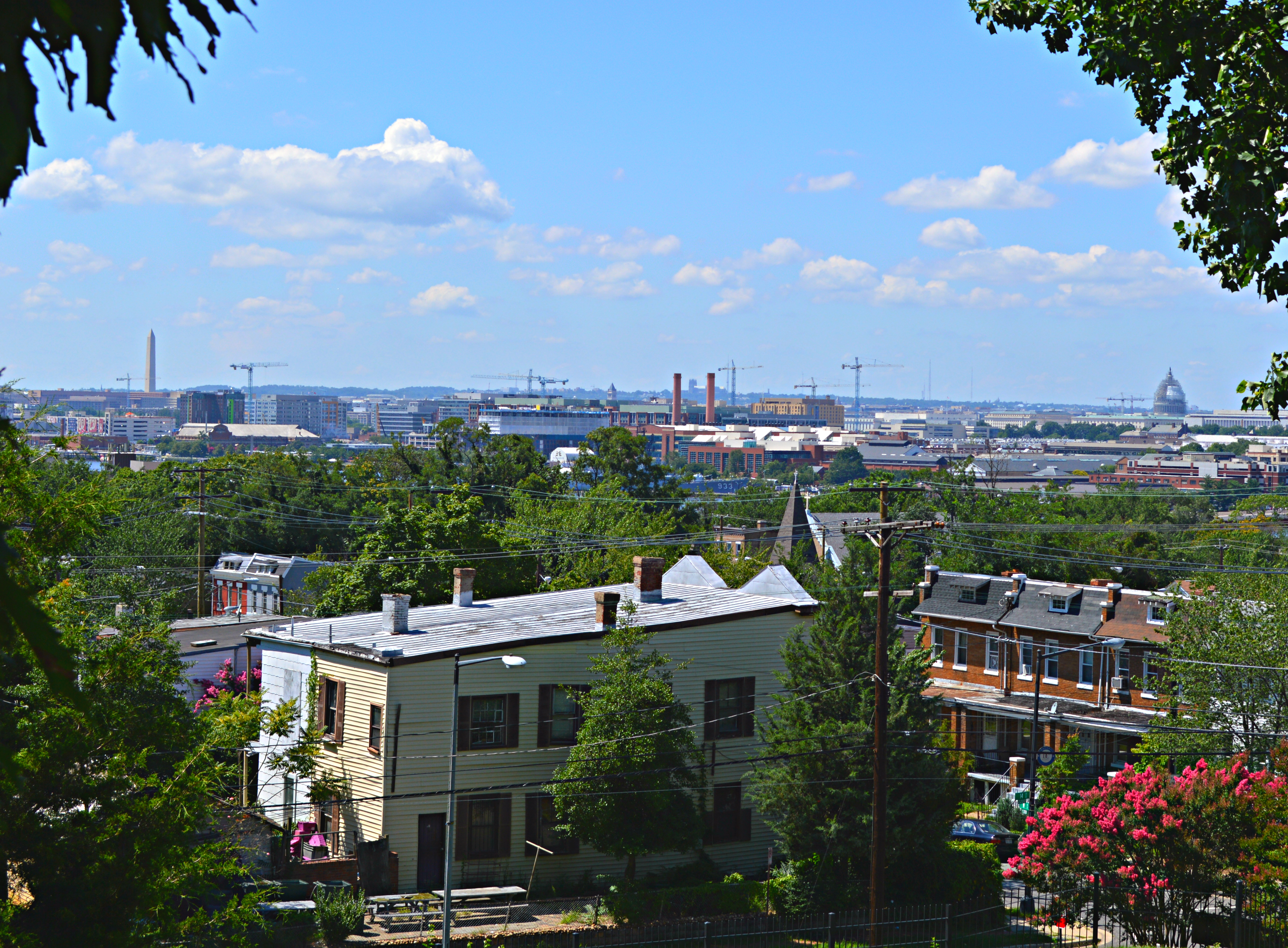 View of downtown Washington, D.C., including the Washington Monument and U.S. Capitol