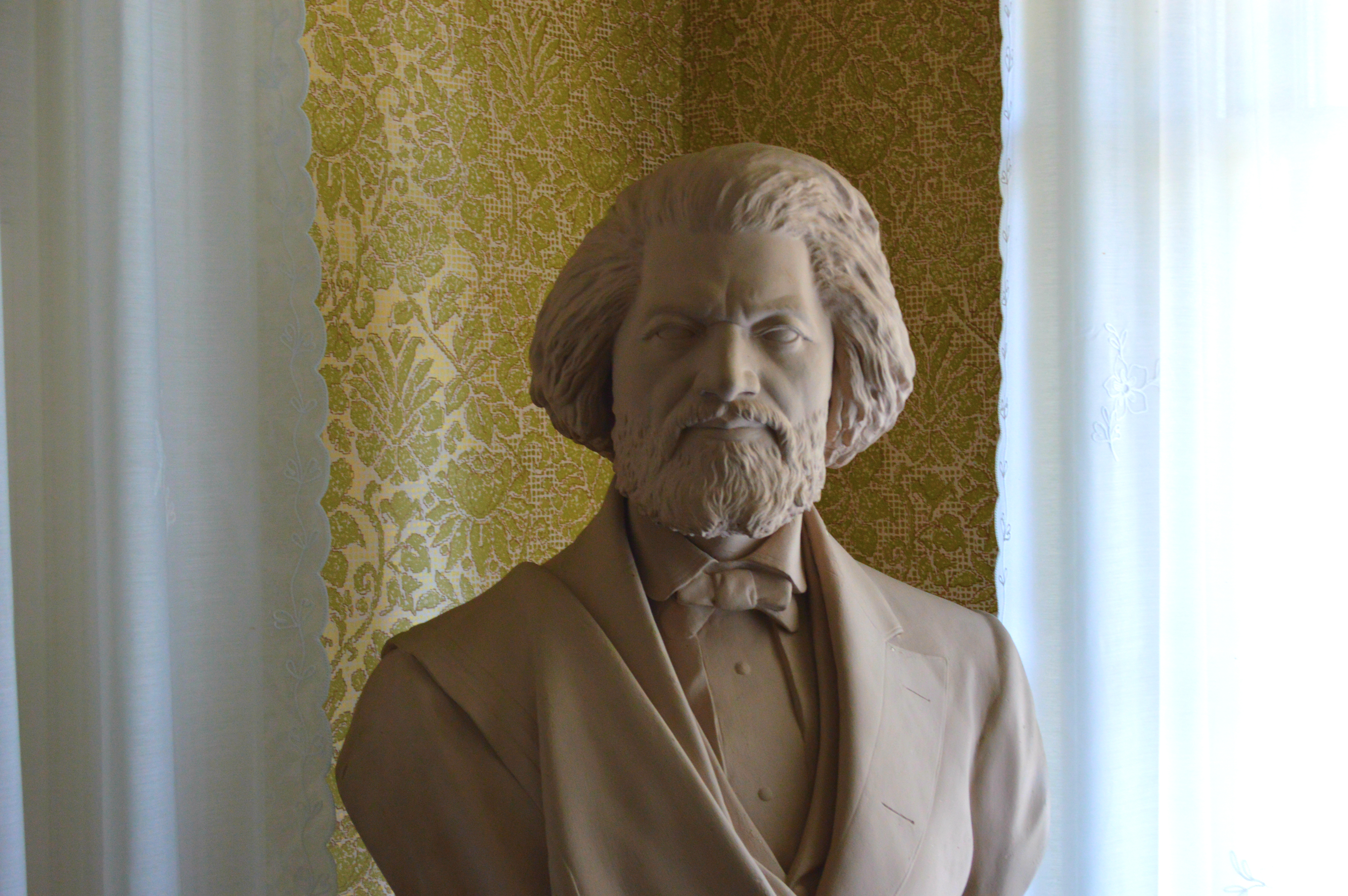 A plaster bust of Frederick Douglass