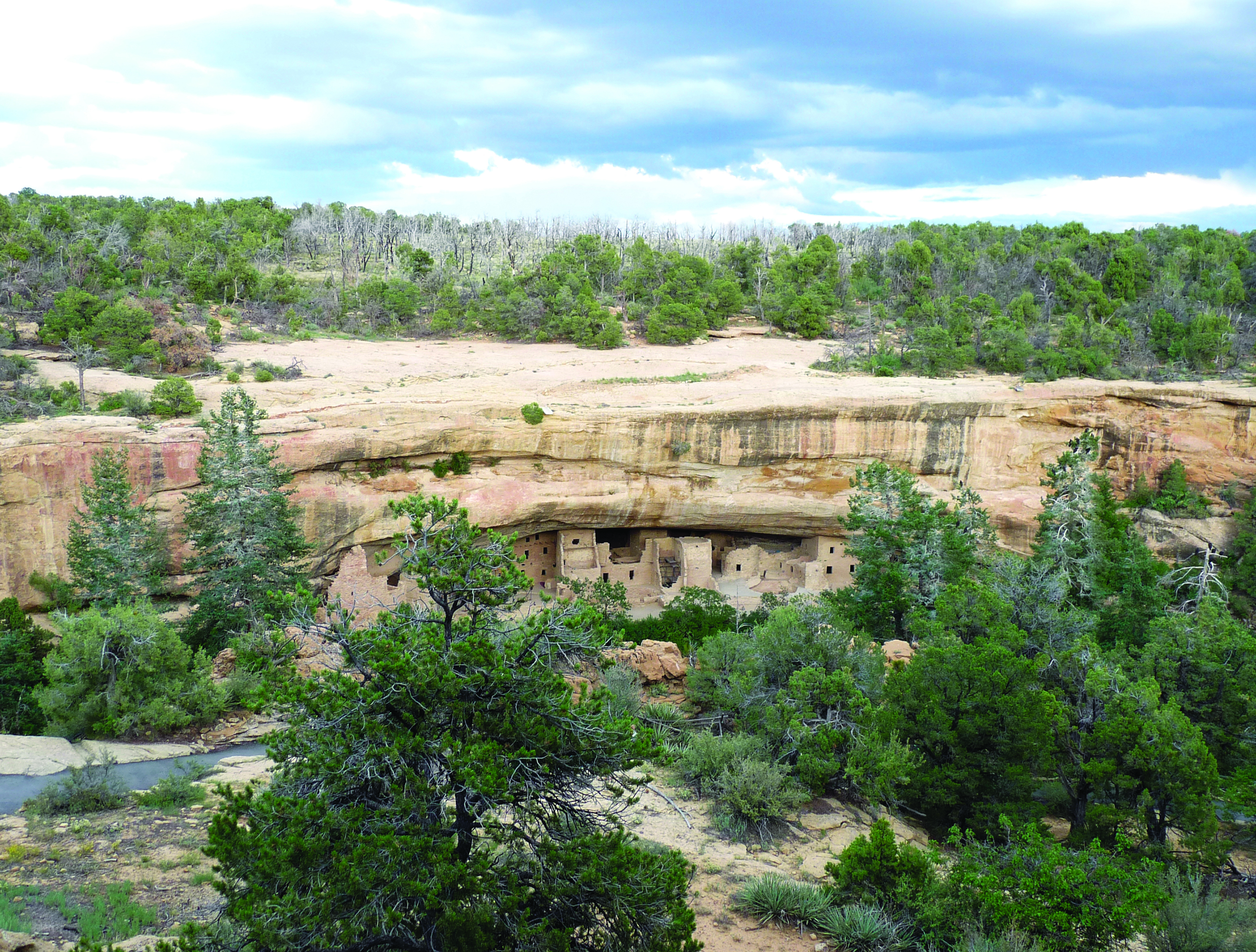 View of cliff dwelling from across canyon
