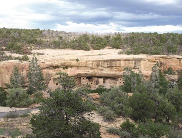 View of cliff dwelling from across canyon