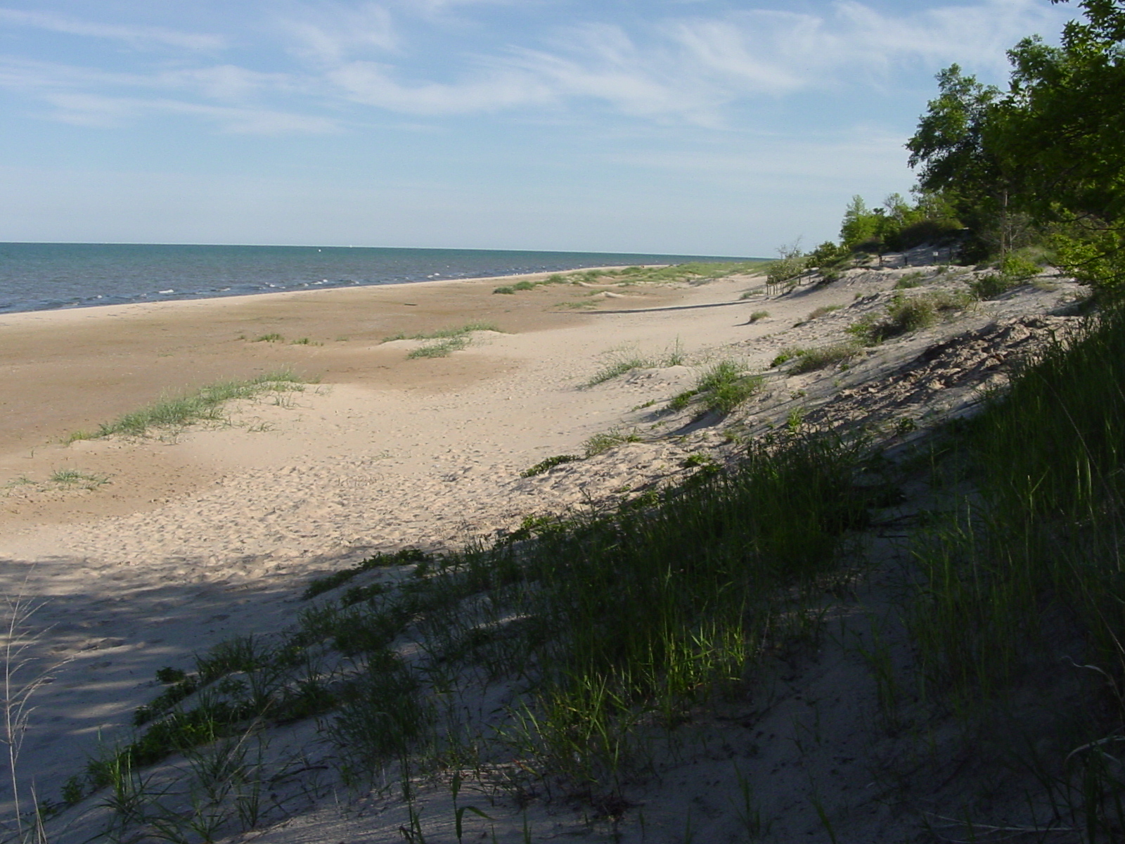 For a short time, the trail follows a beach along the Lake Michigan Shore.