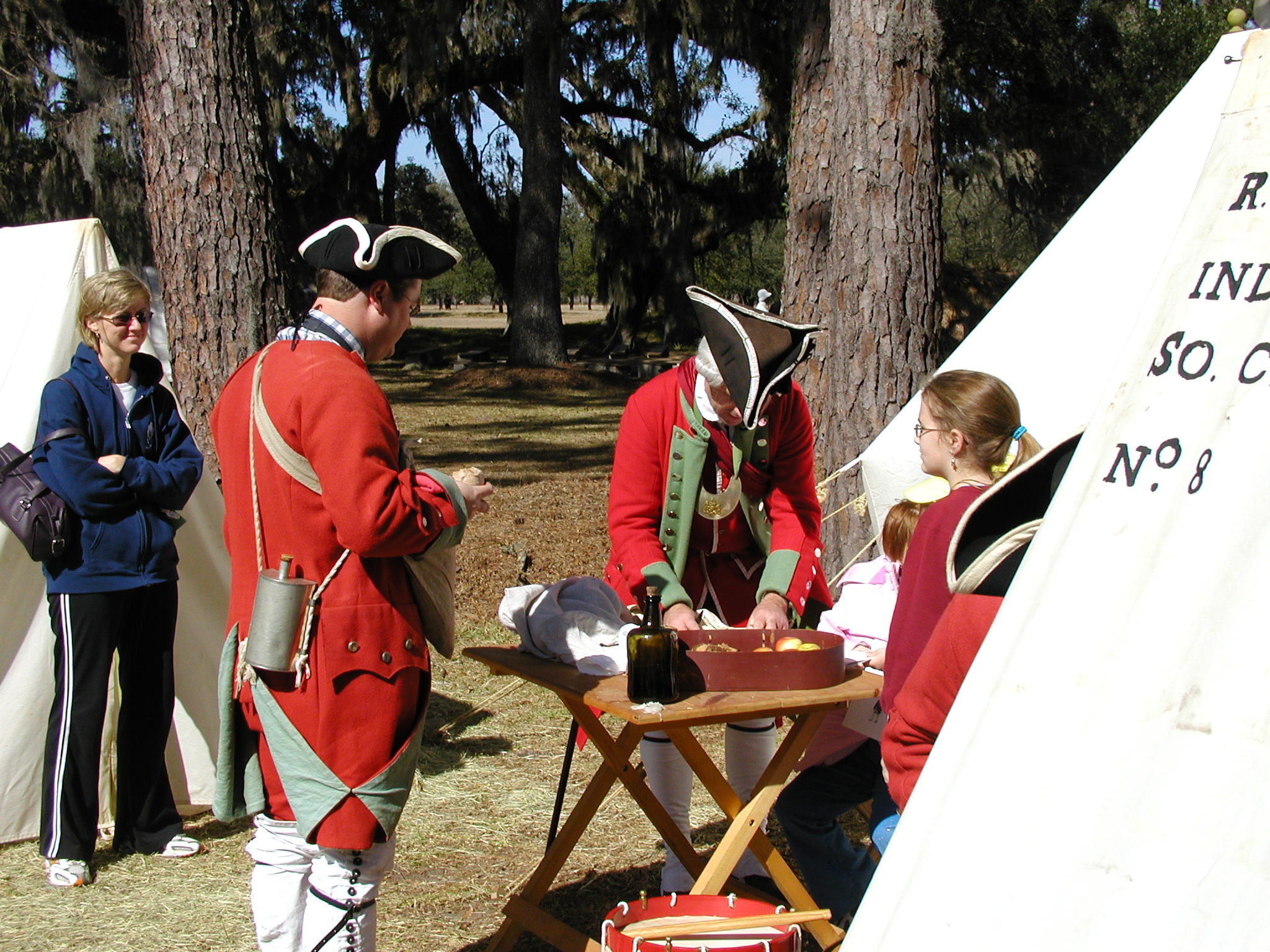 Reenactors performing as the original redcoats who served at Frederica
