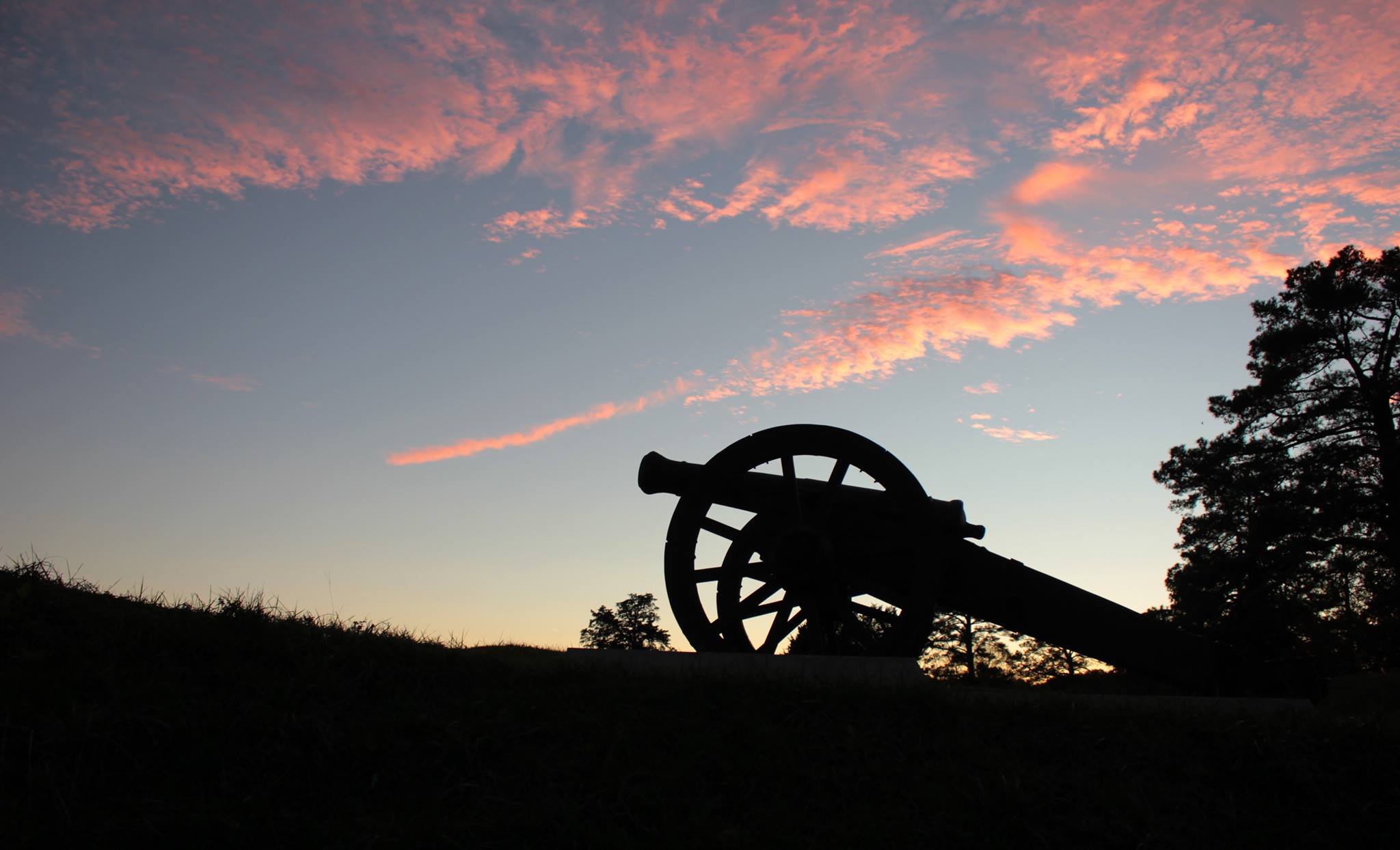 Cannon at sunset at Yorktown Battlefield