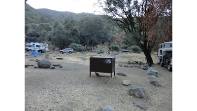 Several vehicles parked at sites Potwisha Campground
