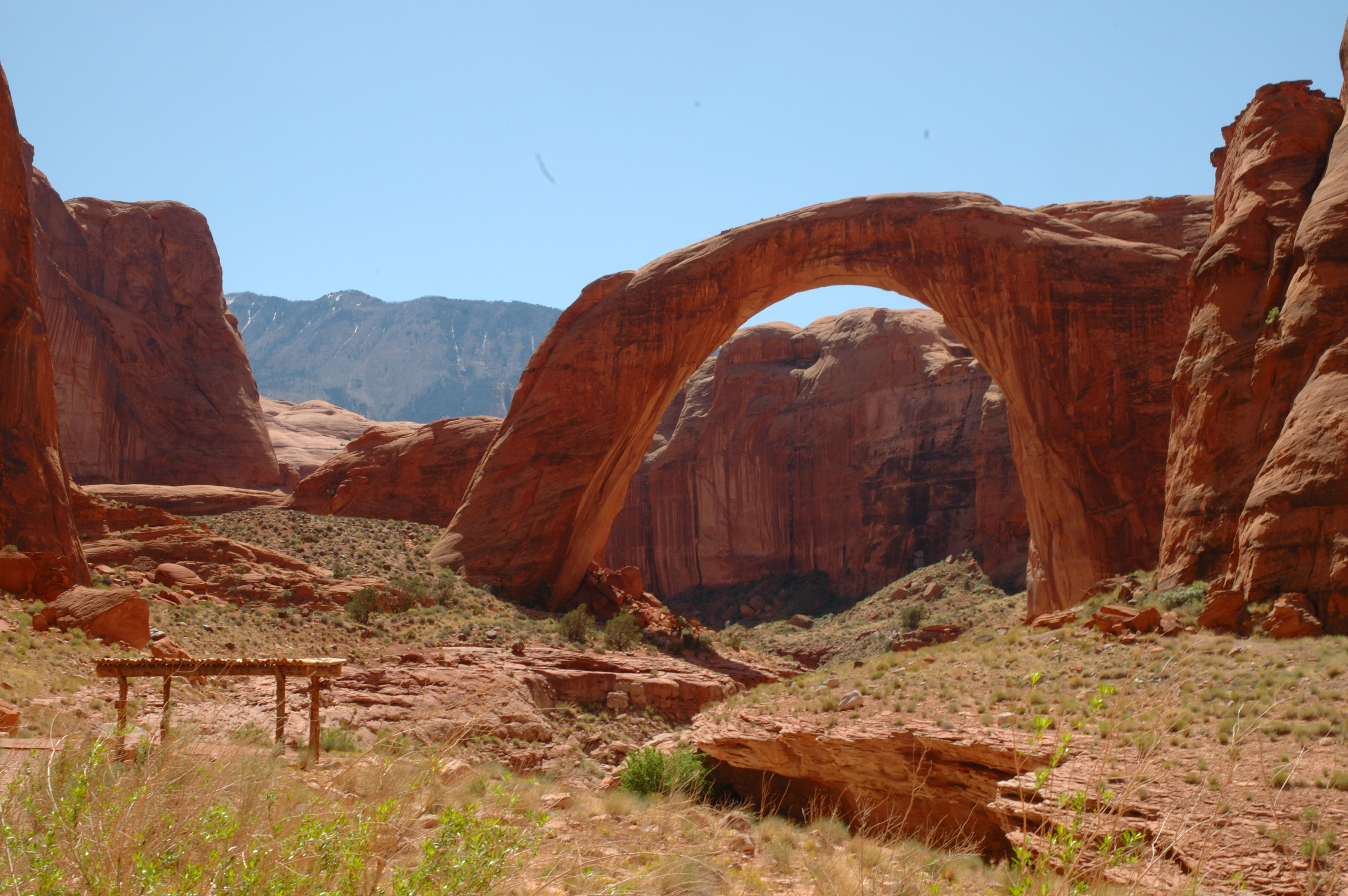 A large sandstone arch - a natural bridge.