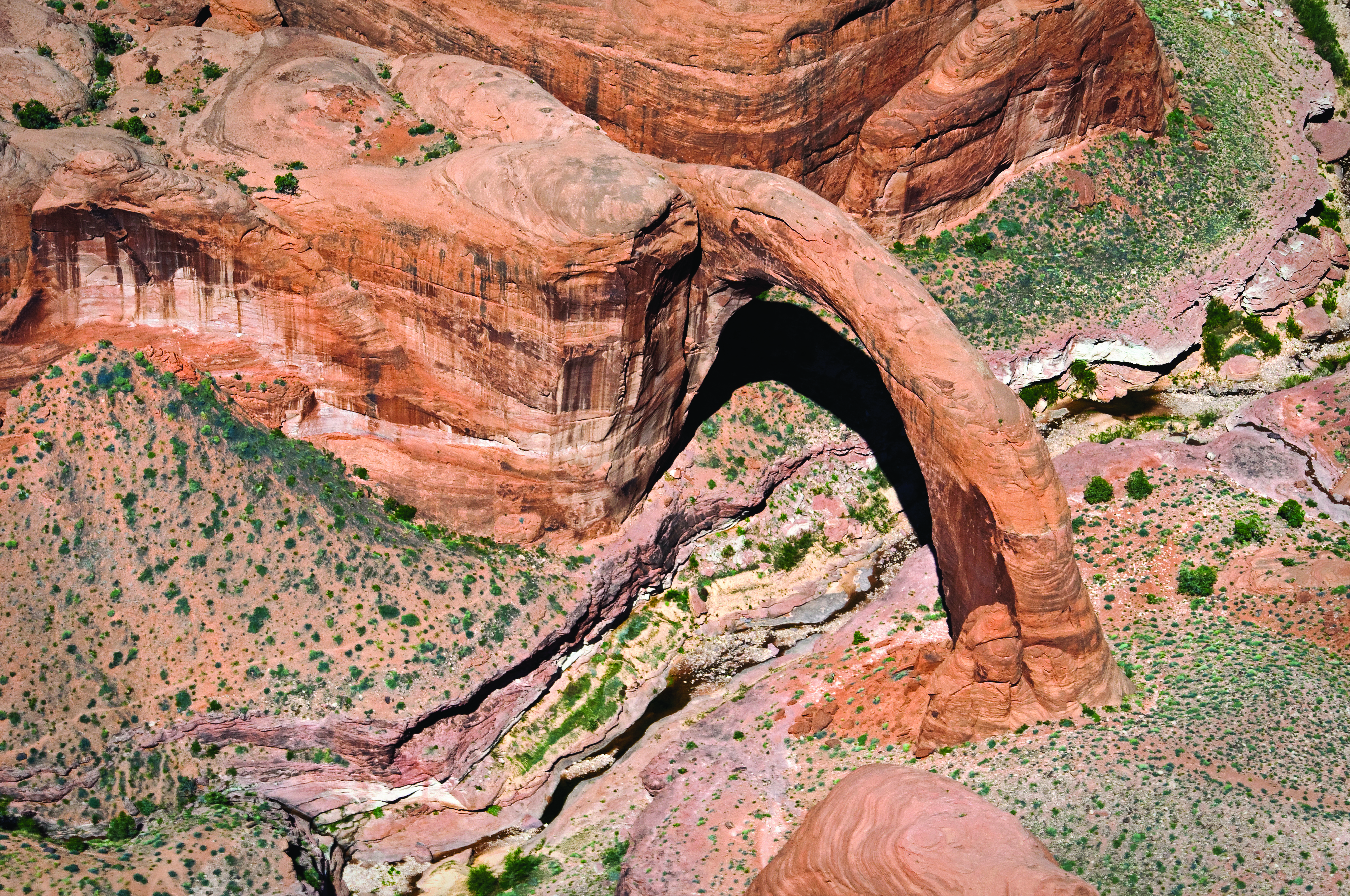 A view of Rainbow Bridge from the air.