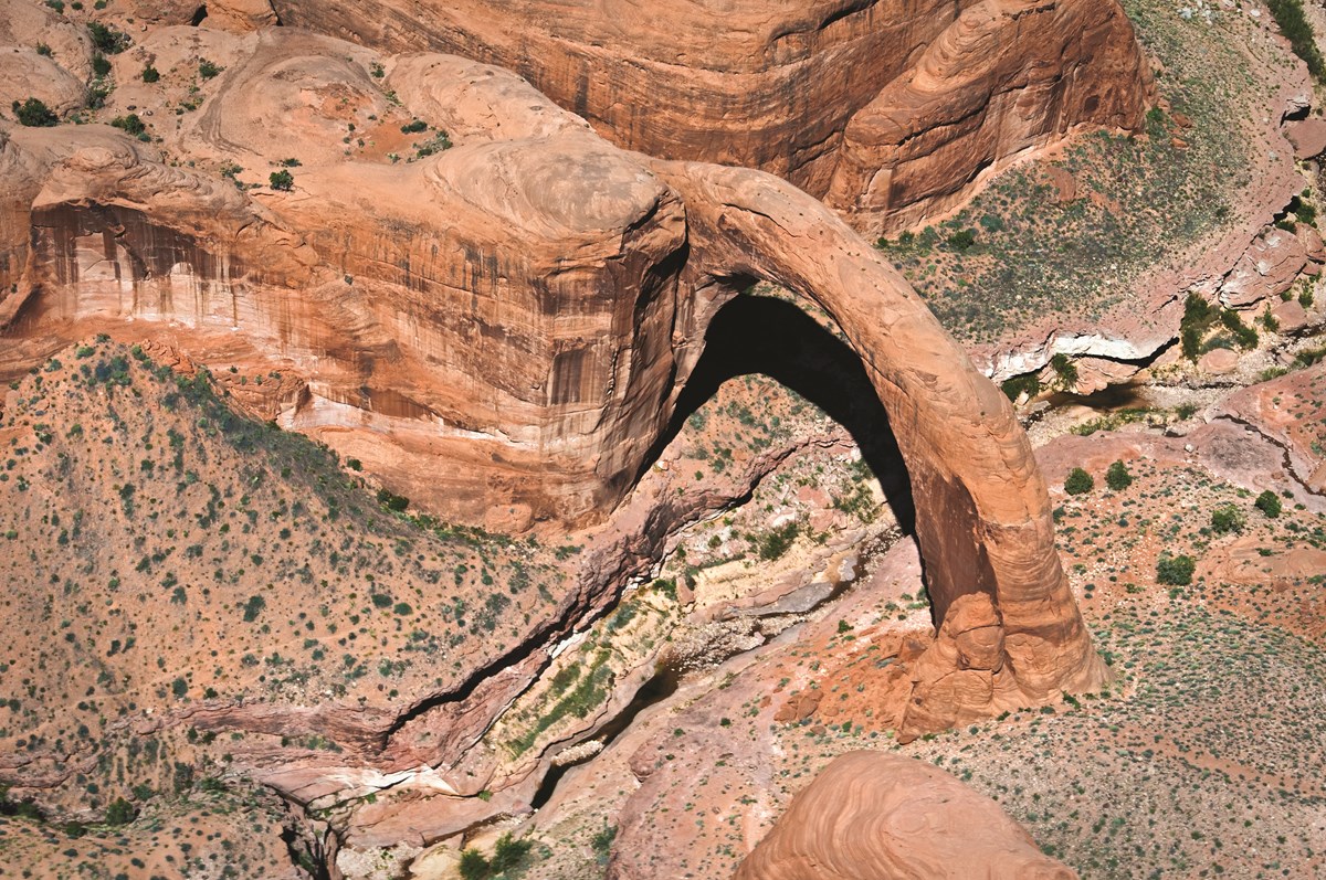 A view of Rainbow Bridge from the air.