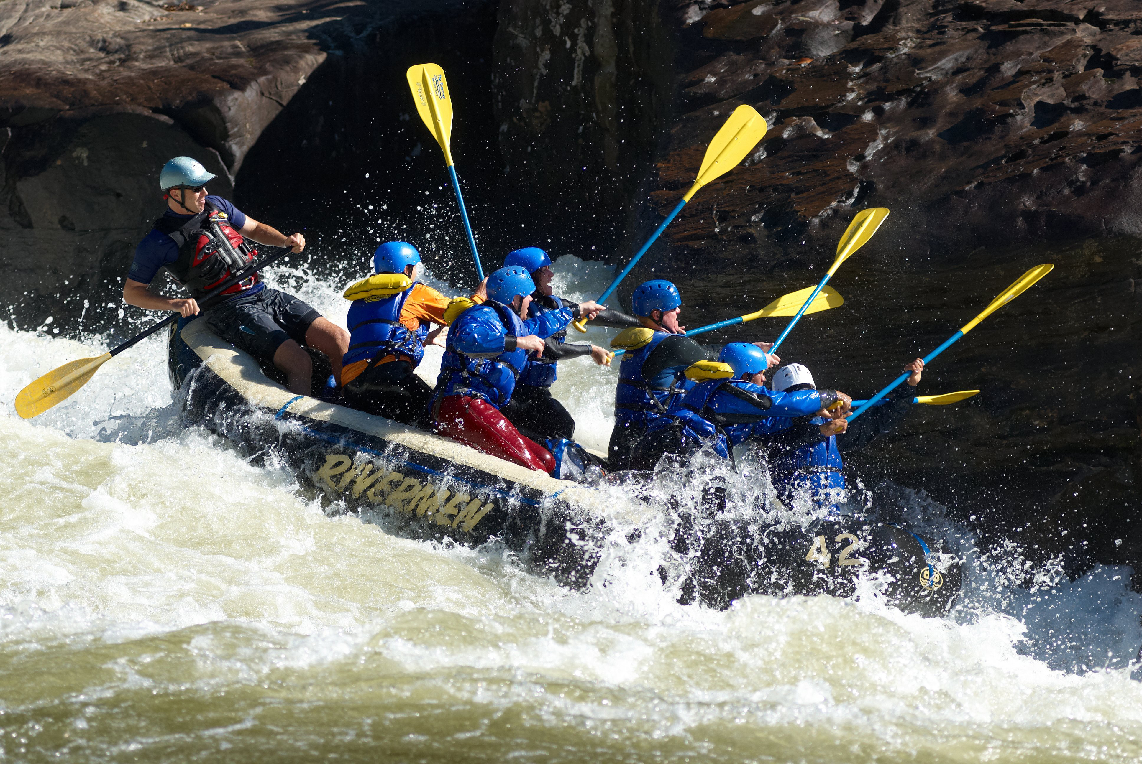 Tapping the rock at Pillow Rock rapid on the Gauley River