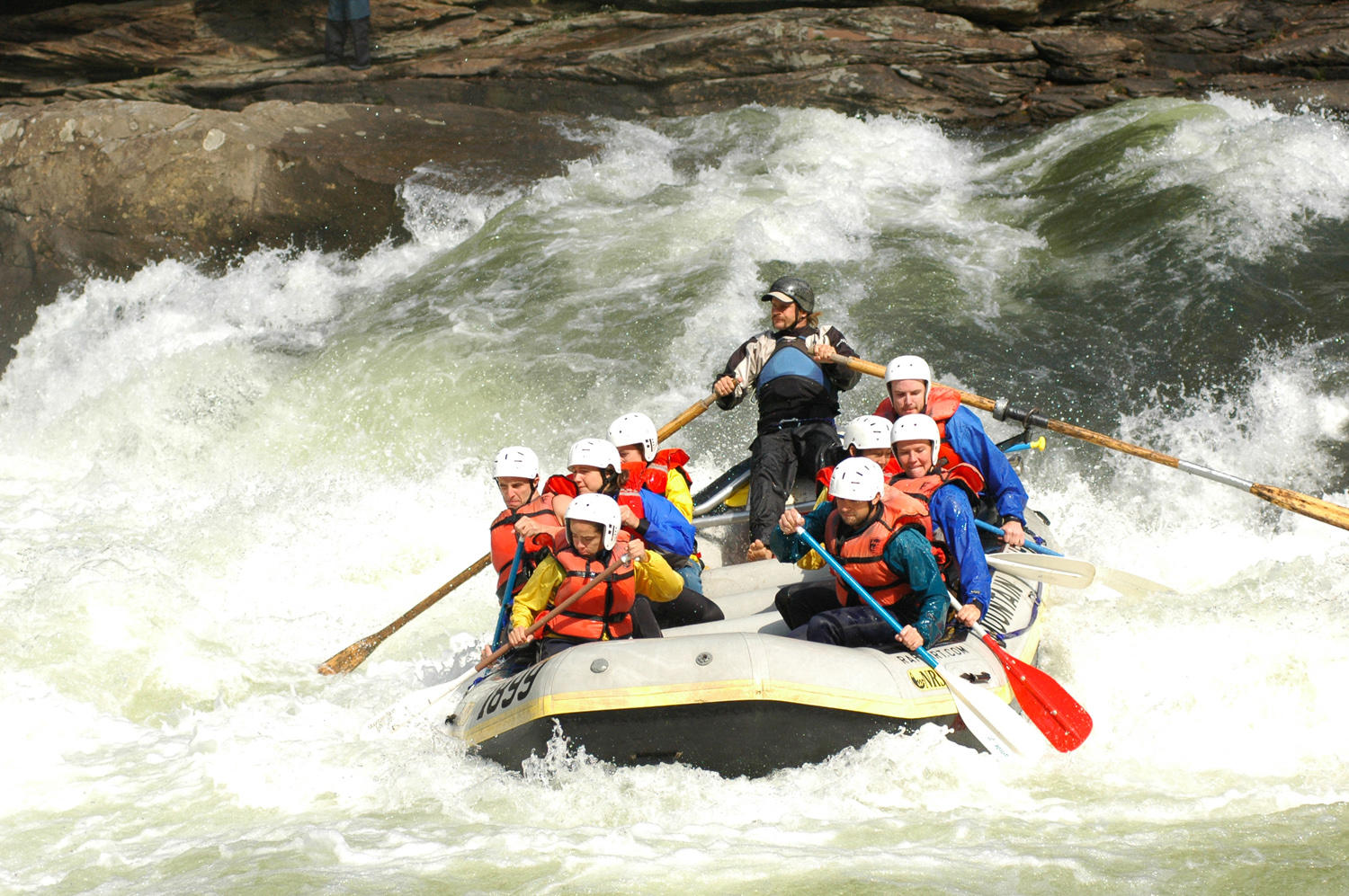 Guiding through a rapid on the Gauley River