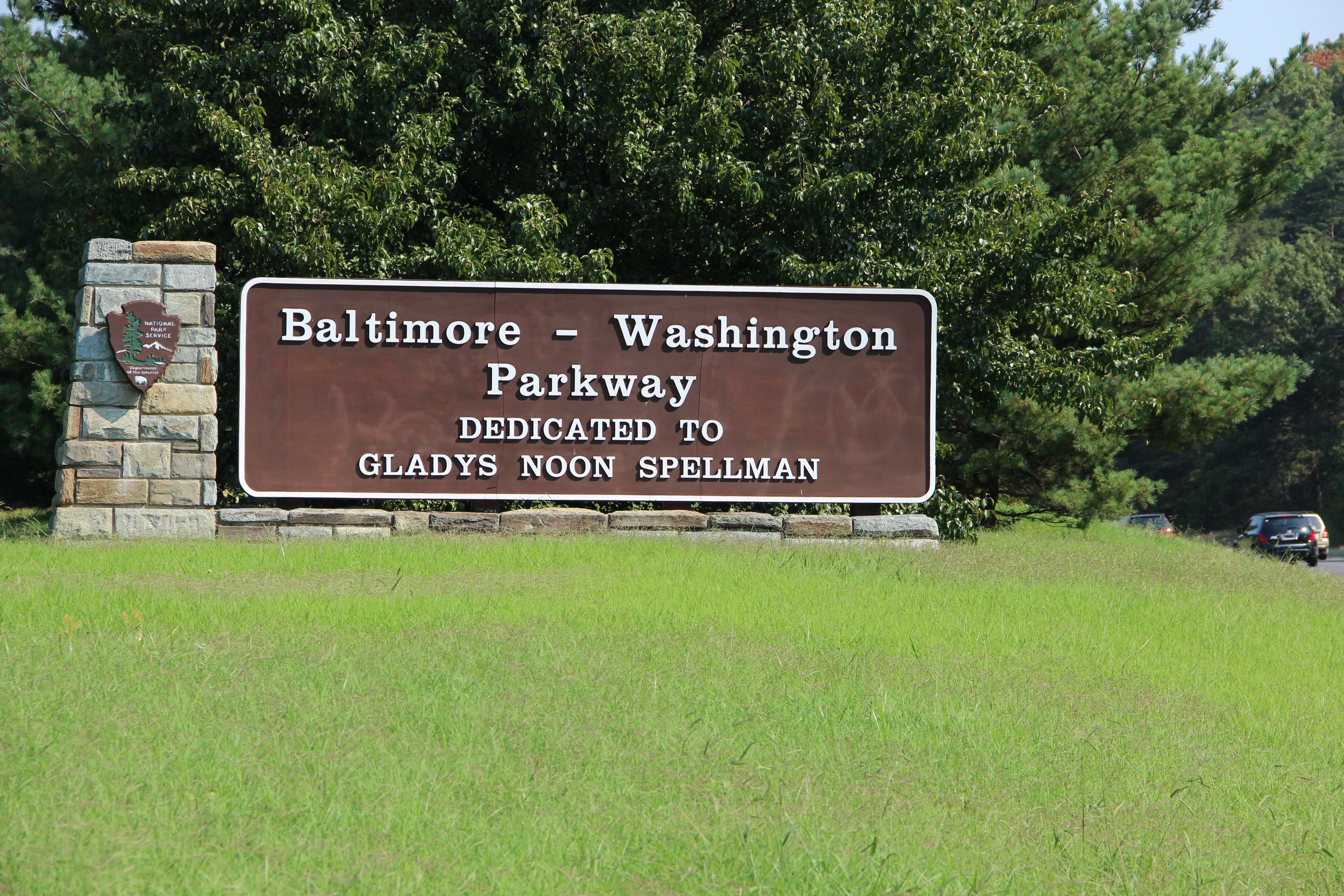 Gladys Noon Spellman sign on the Baltimore Washington Parkway
