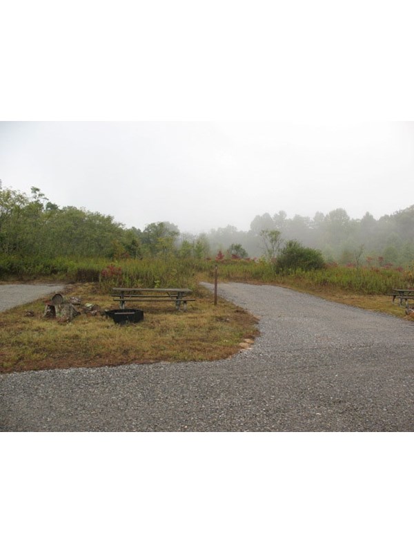 campground with fog