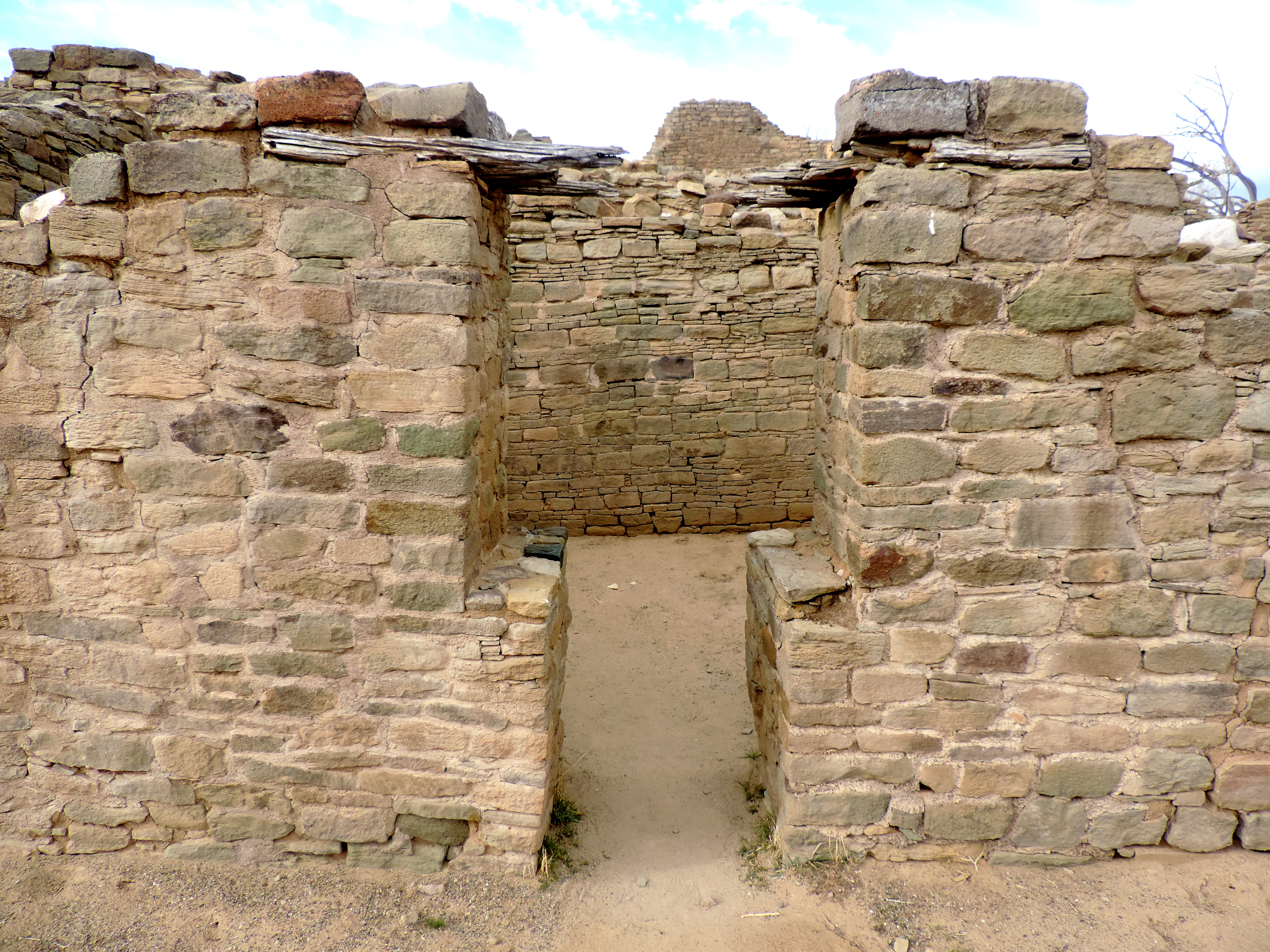 Original "T-shaped" doorway in stone ruins